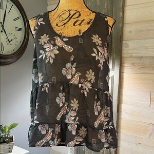 Mossimo Supply Co. Floral Tiered Blouse - Grey